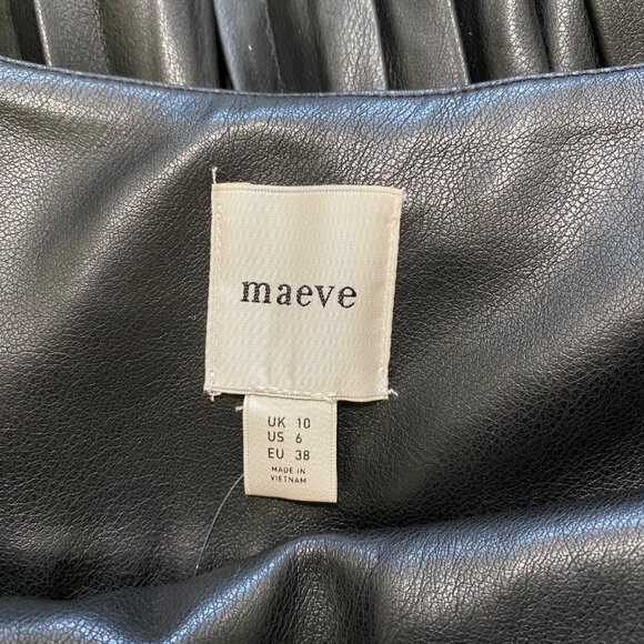 Anthropologie Maeve Faux-Leather Pleated Midi Skirt 6 Black Vamp Whimsgoth Rave - Picture 12 of 16